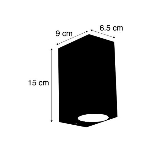 Qazqa Moderne Applique Murale Moderne Anthracite Ip44 - Baleno Ii Aluminium Anthracite Rectangulaire / Éclairage Dessus Dessous / Extérieur / Jardin / Luminaire / Lumiere Gu10 Max. 2 X 35 Watt