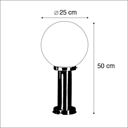 Qazqa Moderne Lampe D'extã©Rieur Moderne Poteau Acier Inox 50 Cm - Sfera Plastique /Acier Inoxydable Blanc,Acier Oblongue / Jardin / Luminaire / Lumiere / ÃClairage E27 Max. 1 X 60 Watt