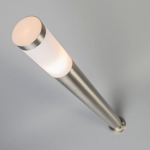 Qazqa Moderne Lampadaire / Lampe De Sol / Lampe Sur Pied / Luminaire / Lumiere / Éclairage D'extérieur Moderne Acier 110 Cm Ip44 - Rox Plastique /Acier Inoxydable Blanc,Acier Cylindre...