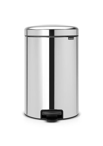 Brabantia Poubelle à Pédale newIcon, 20 litres, Fermeture Silencieuse, Seau en Plastique - Brilliant Steel