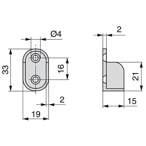 Support pour tube de penderie ovale 30x15 - nickelé - par 50 EMUCA