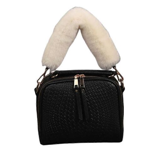 Sangle de rechange pour poignée de sac en fausse fourrure, courte, avec boucle en métal-COULEUR 9-120CM