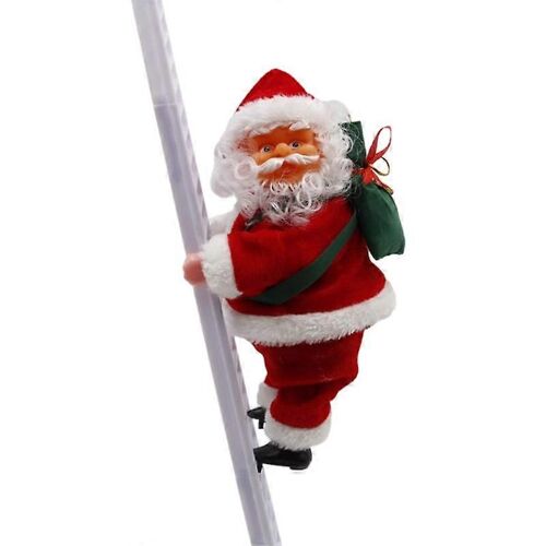 Père Noël électrique grimpant échelle à arbre, montant et descendant Père Noël sur l'échelle avec musique et sac de cadeaux arbre vacances fête maison porte mur de-COULEUR 1