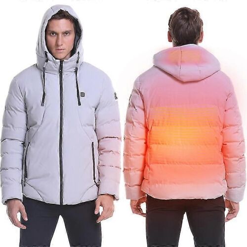 Veste Chauffante Électrique Usb Pour Homme, Manteau D'hiver Chaud Et Décontracté, 8 Zones De Chauffage-Gris-Adulte-L-Mâle