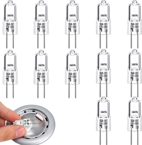 Kal-Pièces Ampoule Halogene G4,Dimmable Ampoule G4 12v 20w,Blanc Chaud 2700k,280lm,Ampoules Halogènes -Transparente