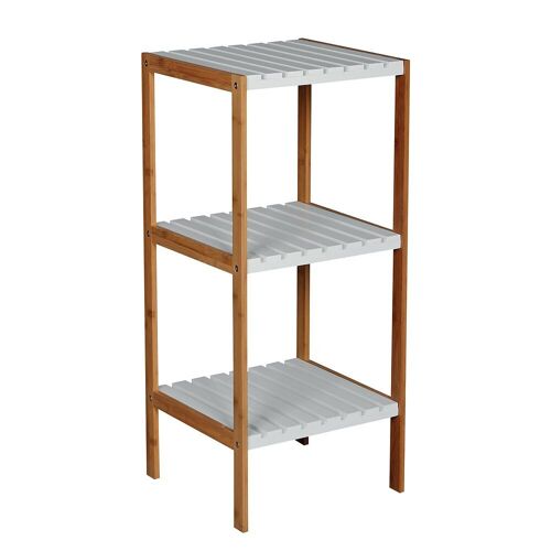 Etagère 3 Niveaux Bambou & MDF Blanc - MSV