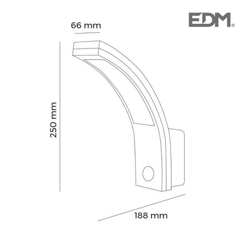 Applique Extérieur Avec Capteur Led Edm 10w 4000k 750 Lumens 250x188x66mm