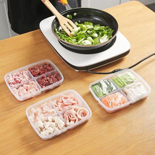 Boîte de rangement des aliments au réfrigérateur, bac à légumes de grande capacité, bonne étanchéité, Transparent et Visible, 4 grilles empilables pour