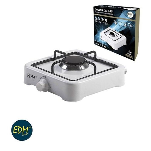 Réchaud gaz 1 feu 2100W EDM Blanc laqué 30 x 30 x 9 cm