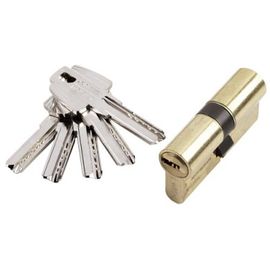 Cylindre double de sûreté type T 60 débrayable 5 clés laiton poli 30 x 40 mm