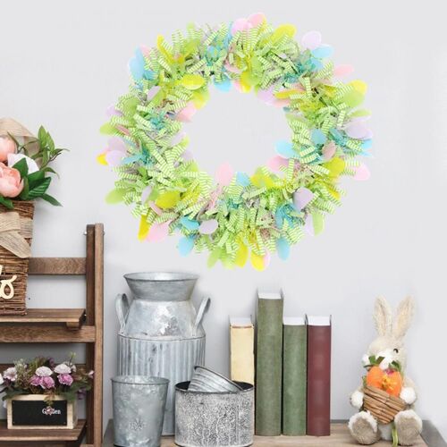 Couronne de pâques anti-rayures Non rejet Stable résistant à la Déchirure Se Fanent Pas Facile à Accrocher Ruban Coloré Couronne Pendentif pour la Fête