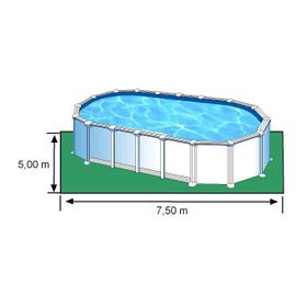 Piscine ovale acier 7,44m x 3,99m x H: 1,32m - Filtration à sable - SANS Renforts apparents
