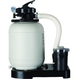 Piscine ovale acier 6,34m x 3,99m x H: 1,22m - Imitation bois - Filtration à sable - Renfort apparents