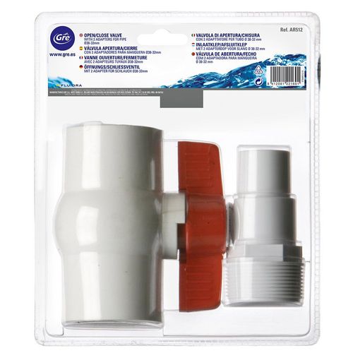 Kit vanne 1/4 de tour + 2 embouts cannelés Ø 38mm + 1 rouleau de téflon