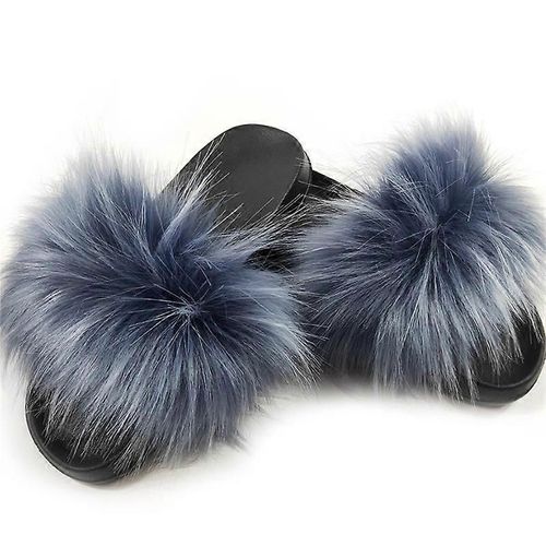Evago Femme Furry Slides Fausse Fourrure Diapositives Pelucheux Pantoufles Pelucheuses Sandales Moelleux Extérieur Intérieur-11-Adulte-Taille 36-37-Femme