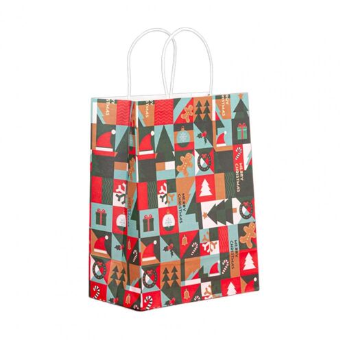 Sacs cadeaux de noël portables, emballage polyvalent, beau père noël flocon de neige, sacs d'emballage cadeau de noël