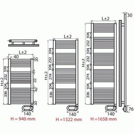Radiateur Fléche électrique blanc L 500 H 1322 750 watts IRSAP