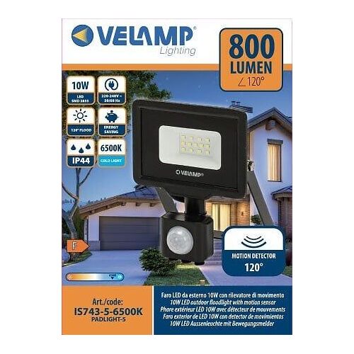 PADLIGHT5, projecteur LED SMD 10W IP44, noir 6500K. Avec IR