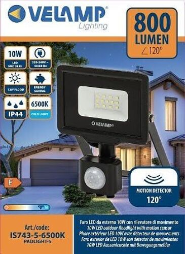 PADLIGHT5, projecteur LED SMD 10W IP44, noir 6500K. Avec IR