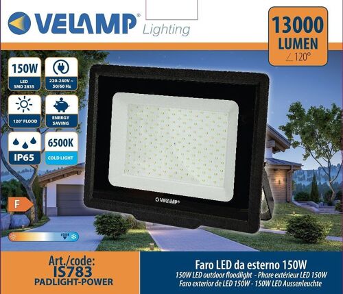 PADLIGHT POWER, projecteur LED SMD 150W IP65 noir 6500K