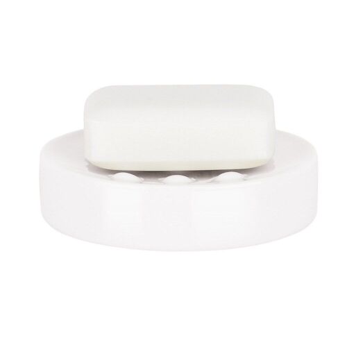 Verre porte savon TUBE en porcelaine blanche