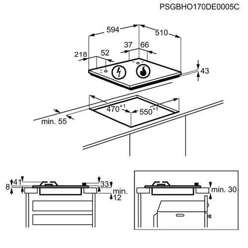 Faure FGH62414WA Table de cuisson au gaz Blanc - 4 foyers
