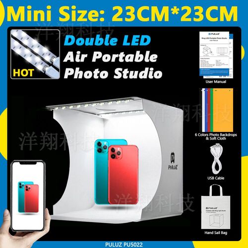Mini boîte à lumière 2led pour Studio Photo, salle de photographie, 1100lm, Kit de tente de prise de vue en Studio et arrière-plans 6 couleurs