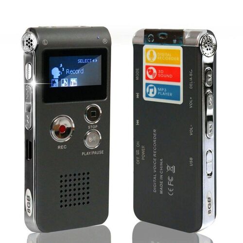 Enregistreur vocal numérique Portable, écran LCD, 8 go, téléphone, Audio, lecteur MP3, Dictaphone