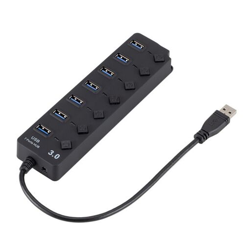 Hub USB 3.0 5Gbps à 7 ports USB 3.0, haute vitesse, séparateur, interrupteur marche/arrêt pour MacBook, ordinateur portable