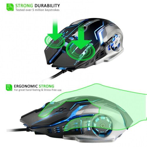 souris de jeu G815 à 6 boutons, lumières colorées, câble USB, accessoire PC pour ordinateur portable