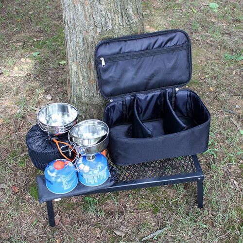 Sac de pique-nique de Camping, grande capacité, bande de fixation, fermeture à glissière lisse avec poignée, pochette en Polyester réutilisable anti-rayures