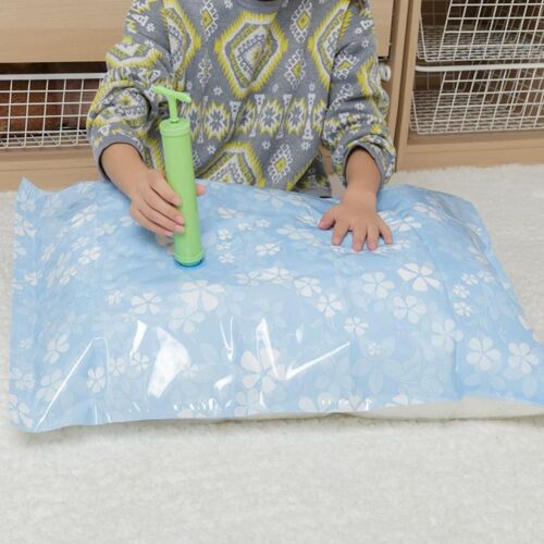 Sac de rangement sous vide réutilisable, pompe à main, compressé, adapté aux vêtements, couvertures, couettes