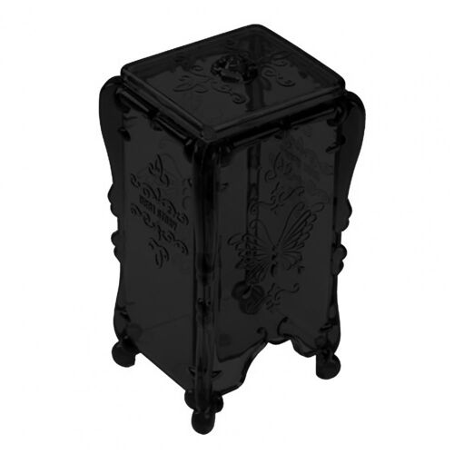 Distributeur de Tampon de Maquillage en Coton Artisanal, Accessoire de Haute Capacité, Anti-poussière, Transparent, Visible, Camée Buttlefly