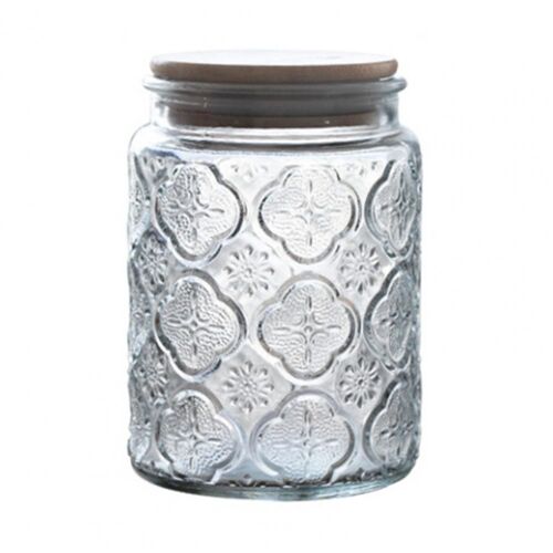 Pot de rangement de 700ml, bouteille de Style rétro, motif de fleurs en verre, multi-usage pour la maison
