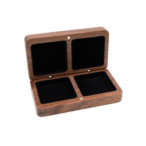 Boîte à bijoux de grande capacité, boîte de rangement à 2 grilles en bois pour boucles d'oreilles et bagues, fourniture d'emballage cadeau