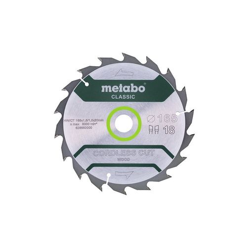 Metabo Lame de scie ""cordless cut wood - classic"", 165x1,6/1,0x20 Z18 WZ 20° - 628650000