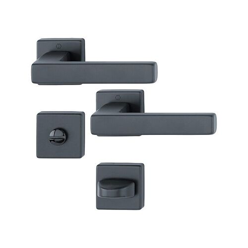 Poignées sur rosaces carrées condamnation - alu noir mat - Toulon HOPPE