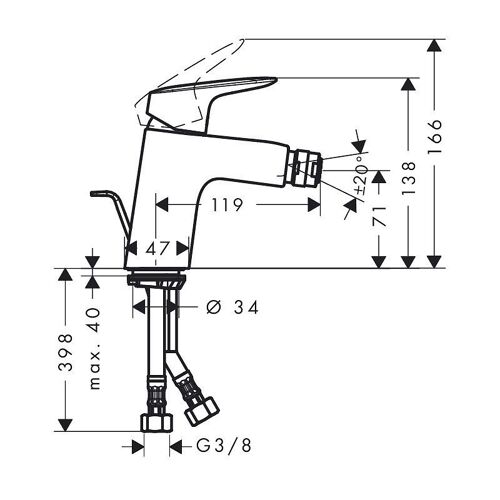Hansgrohe Logis mitigeur de Bidet, 71204000 70