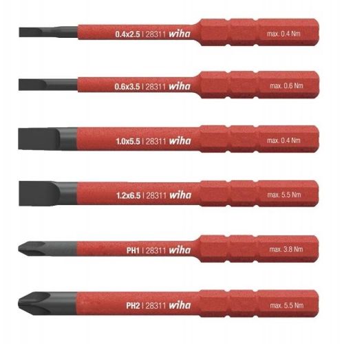 Boîte de 6 embouts slim Fente/PH - isolés 1000 Volts WIHA