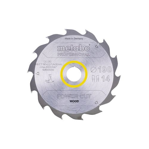 Lame de scie circulaire HW/CT 190 x 30, 14 WZ 25° Metabo - 628005000