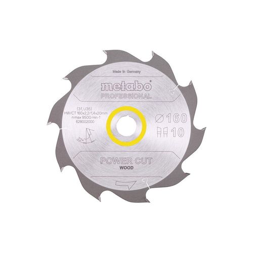 Lame de scie circulaire HW/CT 160 x 20, 10 WZ 22° Metabo - 628002000