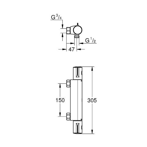 Grohtherm 800 Mitigeur thermostatique Douche 1/2", chromé (34561000)