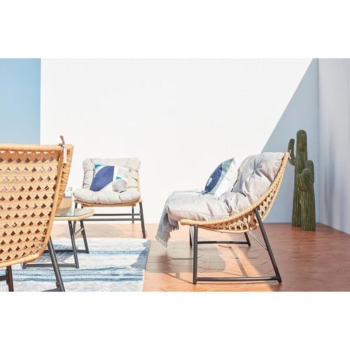 Guahana Salon Jardin Bas Résine Rotin & Acier