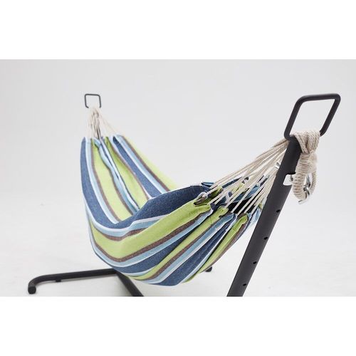 Copacabana Bleu/Vert - Hamac Sur Pied 2,6 M Avec Toile En Tissu