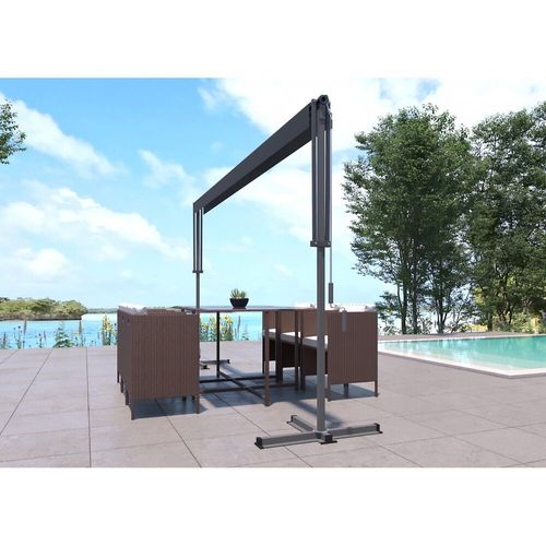 Iseo - Store Banne Double Pente Manuel 4 X 1,5/1,5 M Gris Polyester