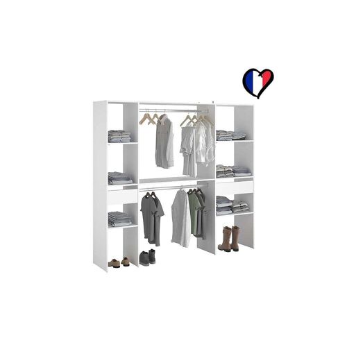 Elysée - Dressing avec 2 penderies, 6 étagères et 2 tiroirs blanc