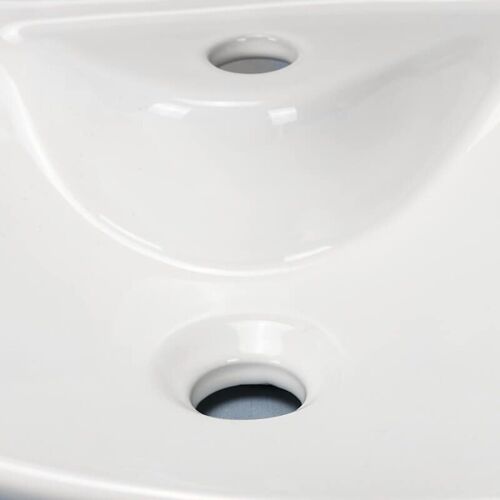 Vasque À Poser Avec Plage De Robinetterie - Céramique Blanc Brillant - 49x38 Cm - Feuille