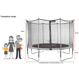 Kangui - Trampoline De Jardin 426 Cm + Filet De Sécurité + ?Chelle + Kit D'ancrage Jumpi Vert/Noir 430
