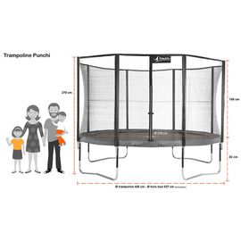 Kangui - Trampoline De Jardin 426 Cm + Filet De Sécurité + ?Chelle + B?Che De Protection Jumpi Vert/Noir 430