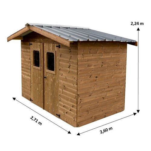 Abri Therma En Bois - 7,04 M² - Sans Plancher - Toit Double Pente Bac Acier